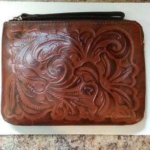 Patricia Nash Cassini Tooled Leather Wristlet 100%